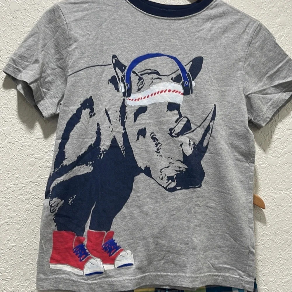 🦏Gymboree boys blue and gray set size L(10-12)GUC